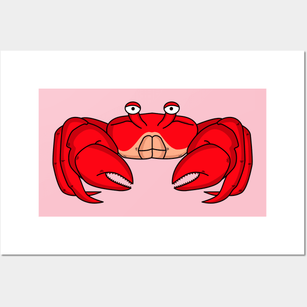 Cute red crab cartoon illustration Wall Art by Cartoons of fun